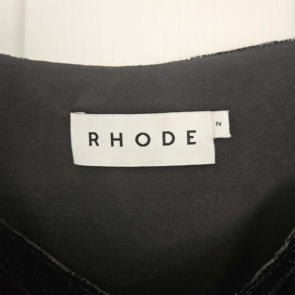 RHODE Georgina Color Block MIDI Dress US 2 Black Velvet Cream - Picture 9 of 14